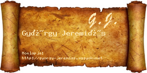 György Jeremiás névjegykártya